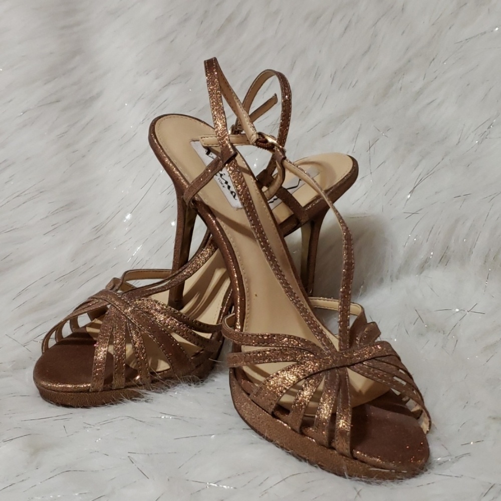Nina glittery gold metallic heels